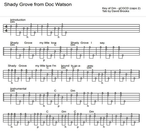 Shady Grove Banjo Solo Tabs